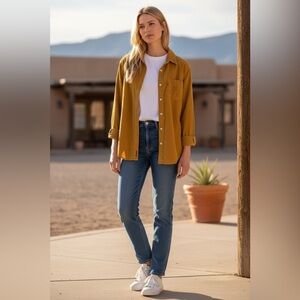 Levi’s Mustard Yellow Button Down Corduroy Casual Western Long Sleeve Top